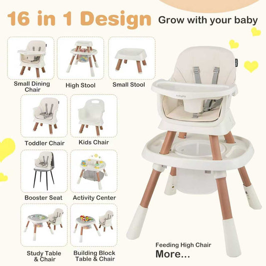 BABY JOY 16 in 1 High Chair, Convertible Baby Highchair for Babies and Toddlers