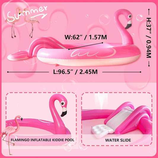 3-in-1 Flamingo Inflatable Kiddie Pool