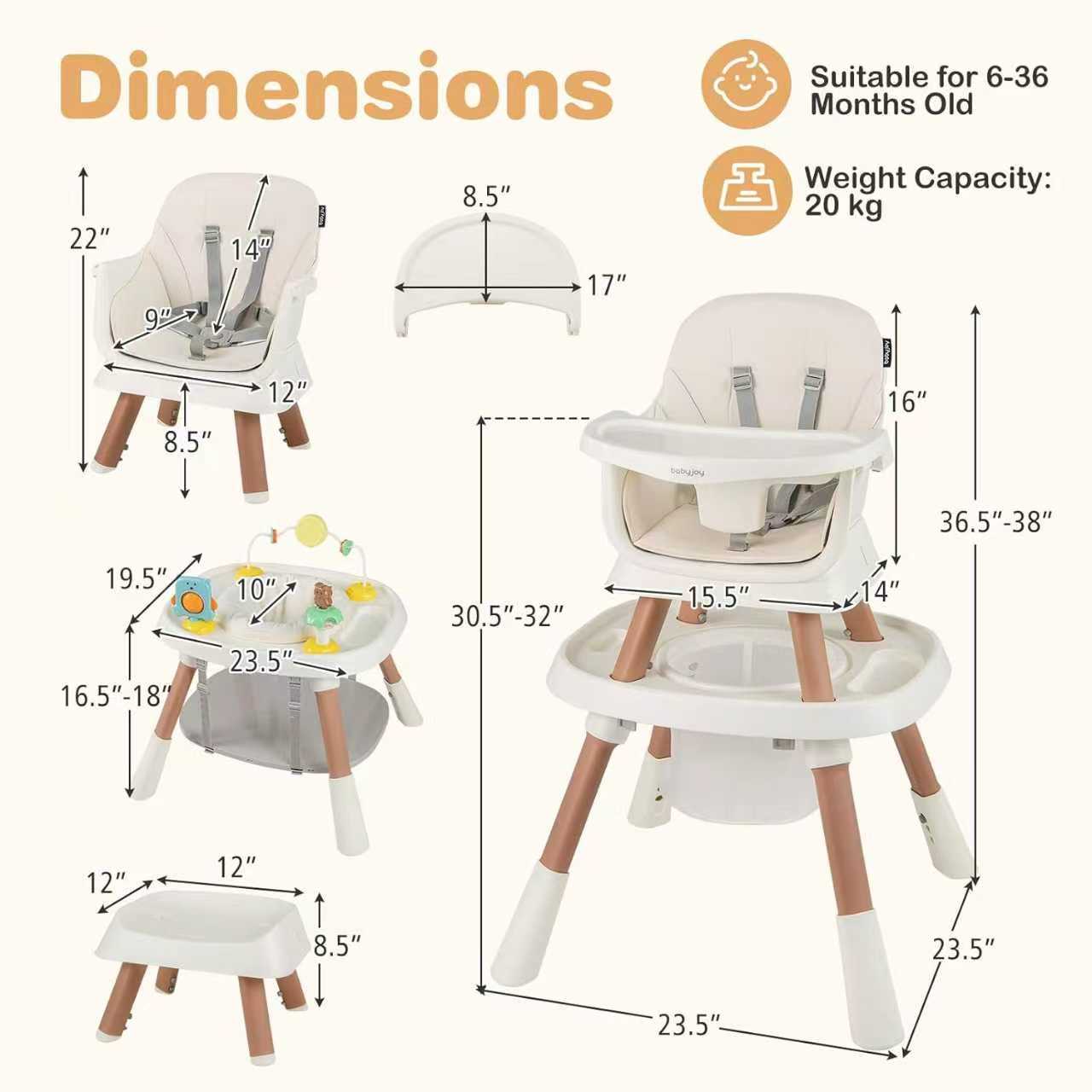 BABY JOY 16 in 1 High Chair, Convertible Baby Highchair for Babies and Toddlers