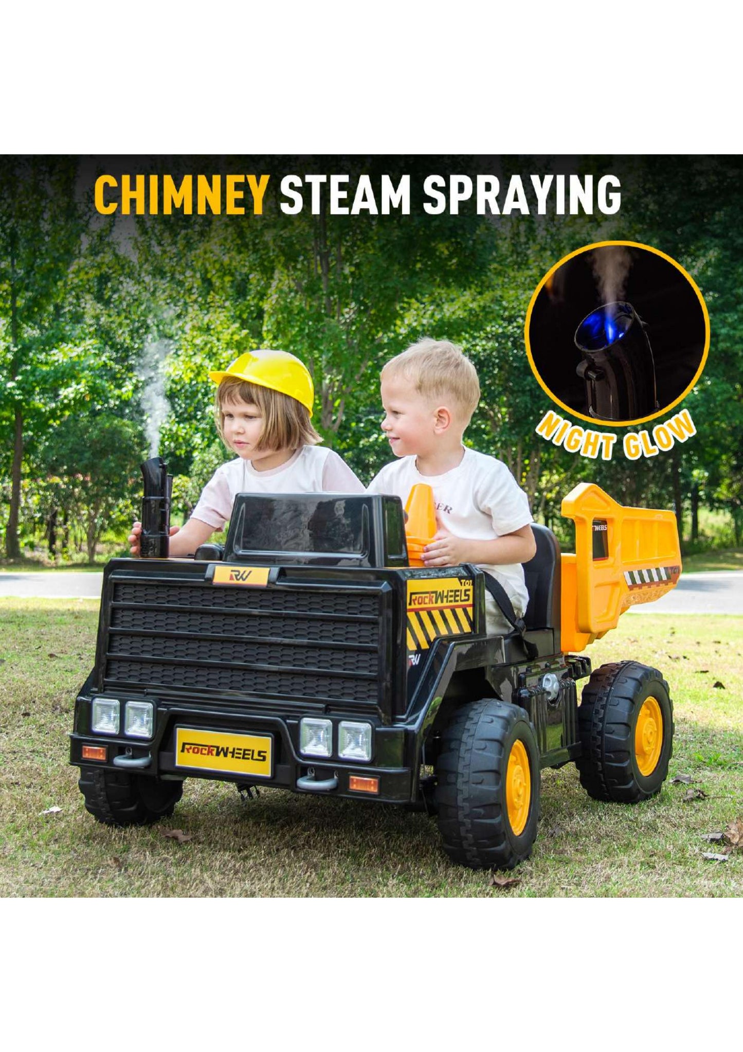 24V 2 Seater Ride On Dump Truck. Remote Control/4WD//Electric Dump Bed/Extra Shovel Traffic Cones