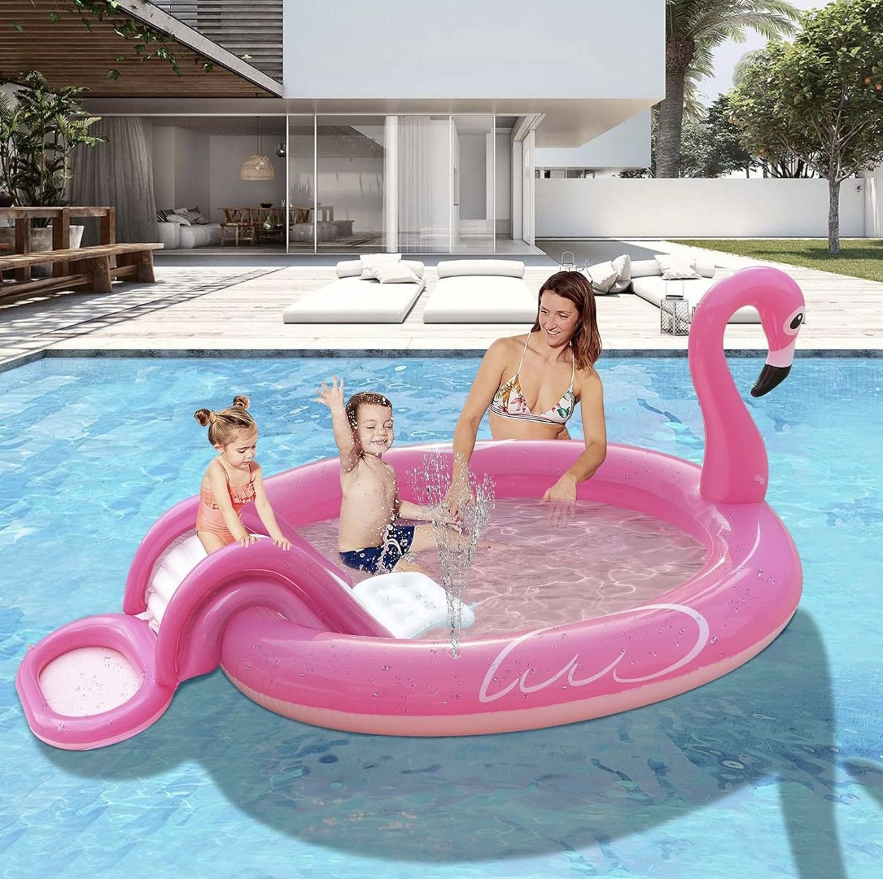 3-in-1 Flamingo Inflatable Kiddie Pool