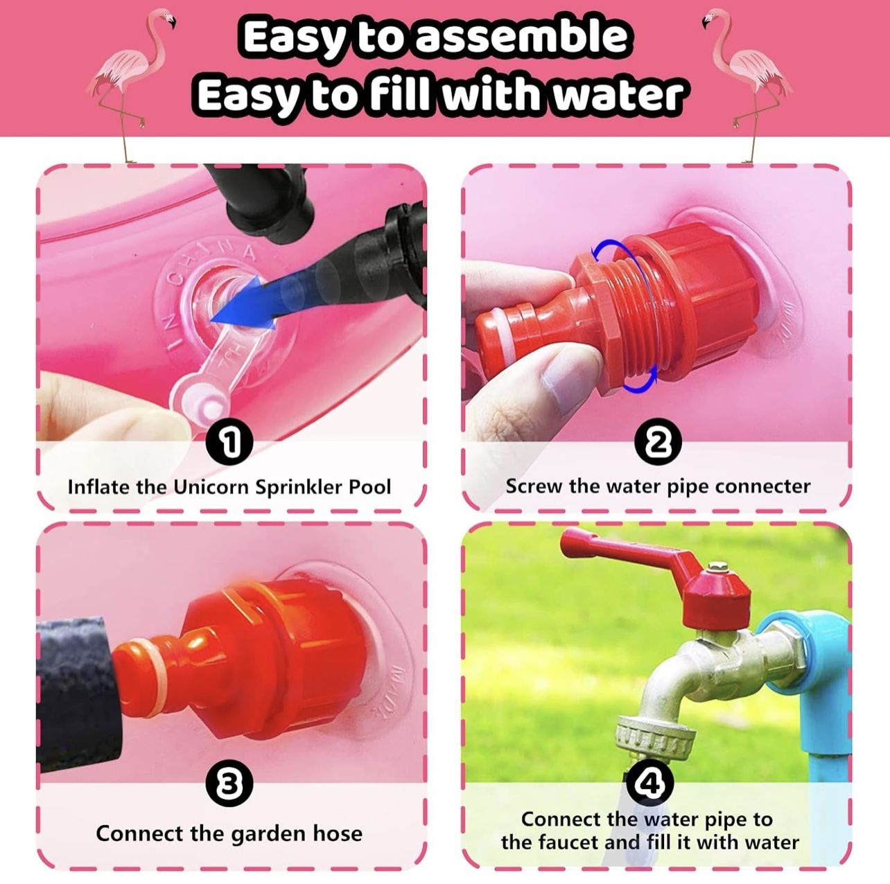 3-in-1 Flamingo Inflatable Kiddie Pool