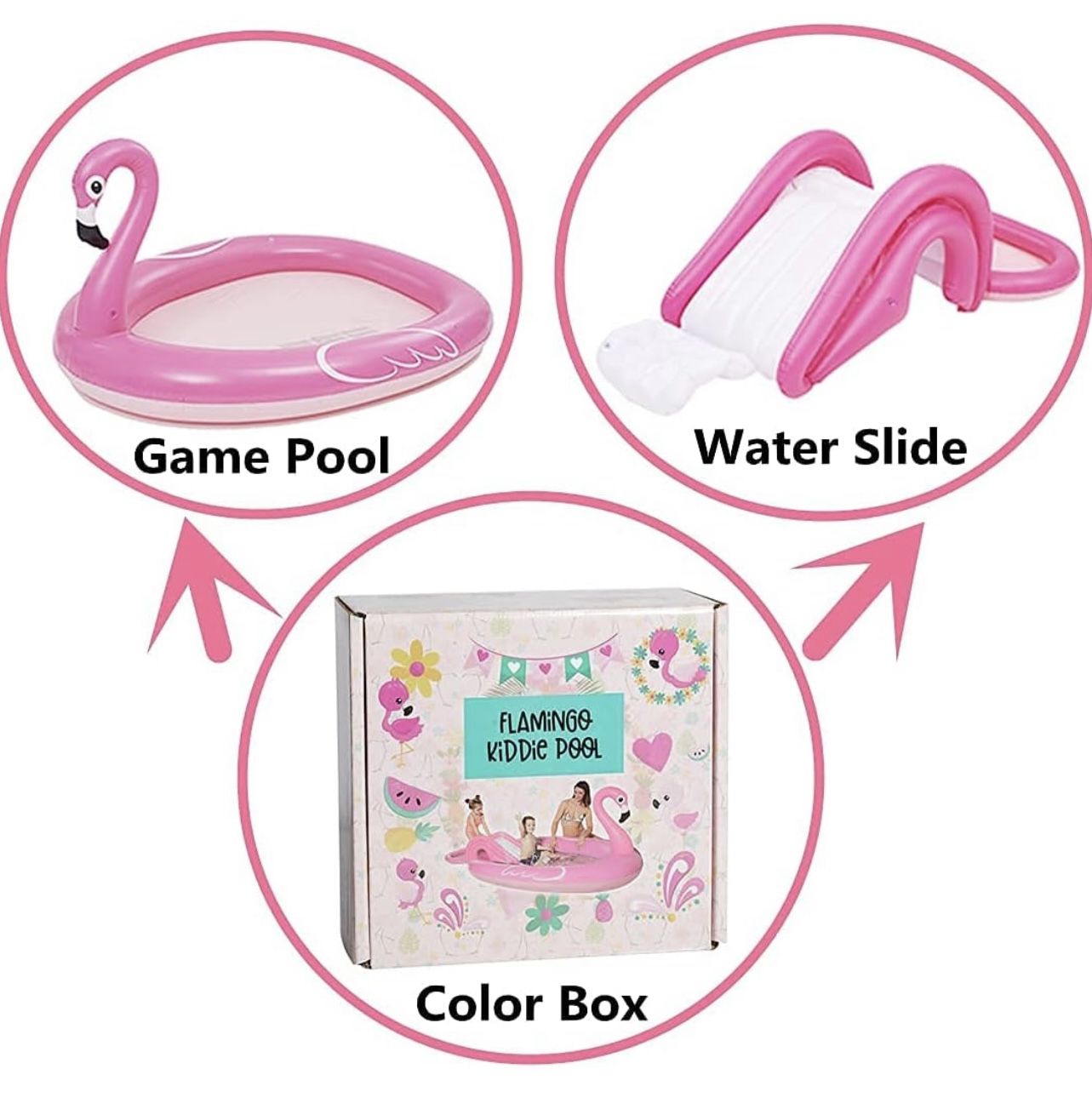 3-in-1 Flamingo Inflatable Kiddie Pool