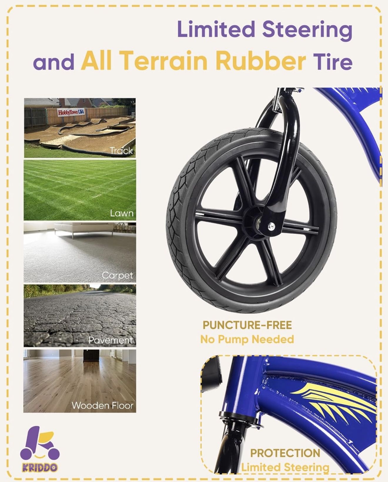 KRIDDO Kids Balance Bike for 2-5 Years